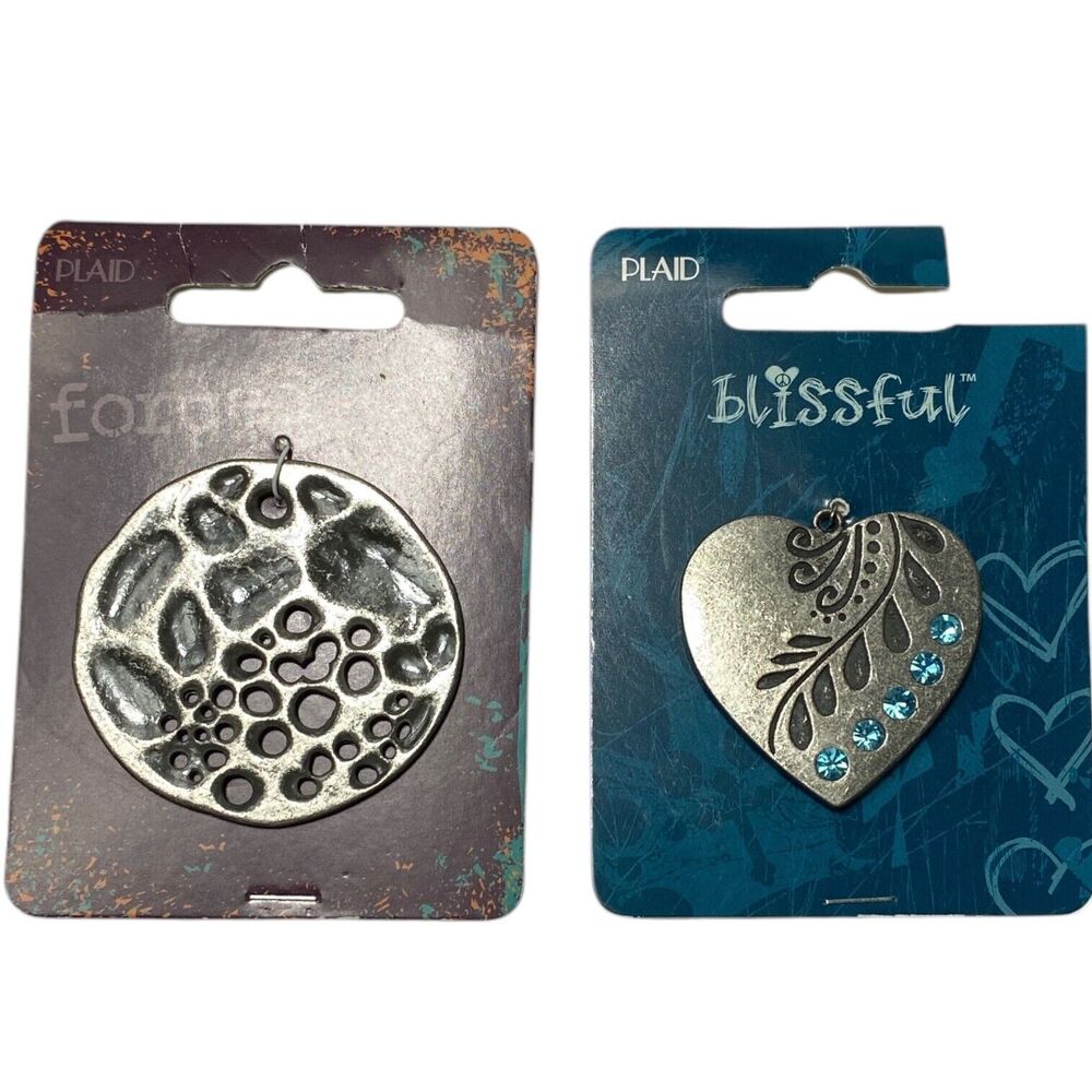 Lot Large Metal Pendants Moon Heart Silver Tone Metal Jewelry Making